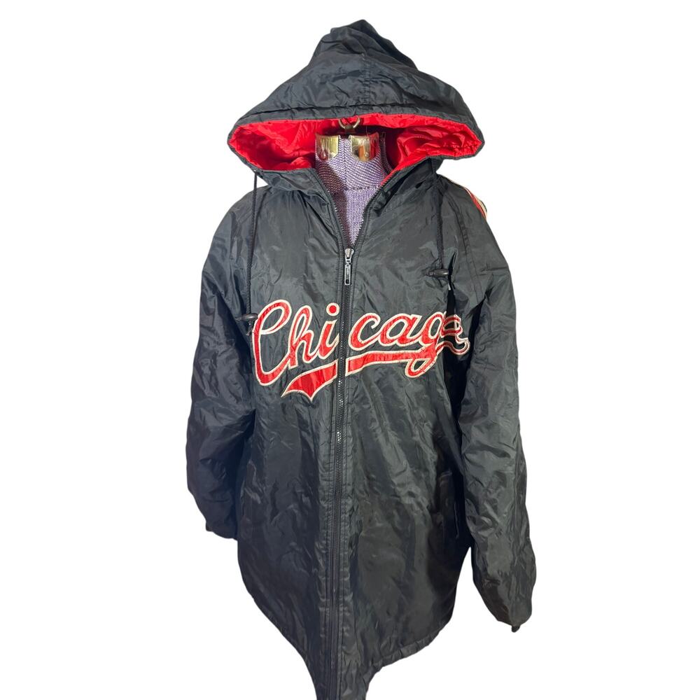Vintage Big Land 90’s Chicago heavy nylon Jacket Hood Men’s XL full zip